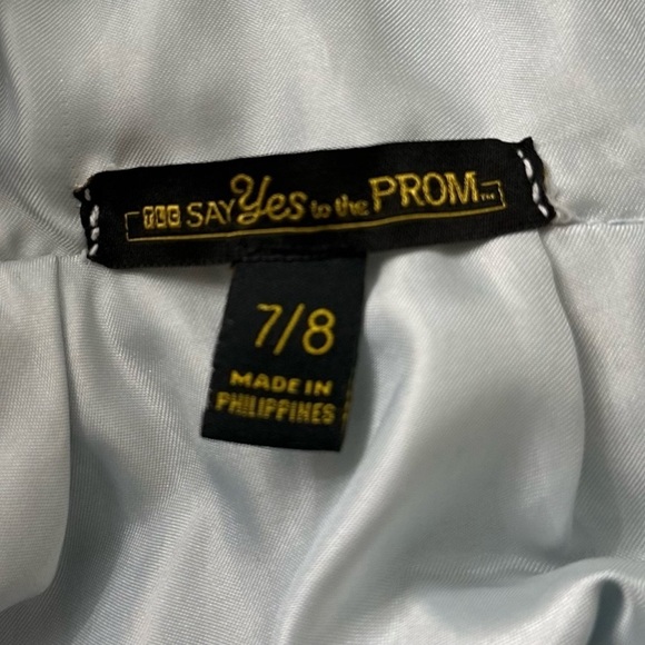 TLC Say Yes to the Prom! Lace Overlay Dress floral Satin blue Size S Pre-loved - Picture 12 of 16